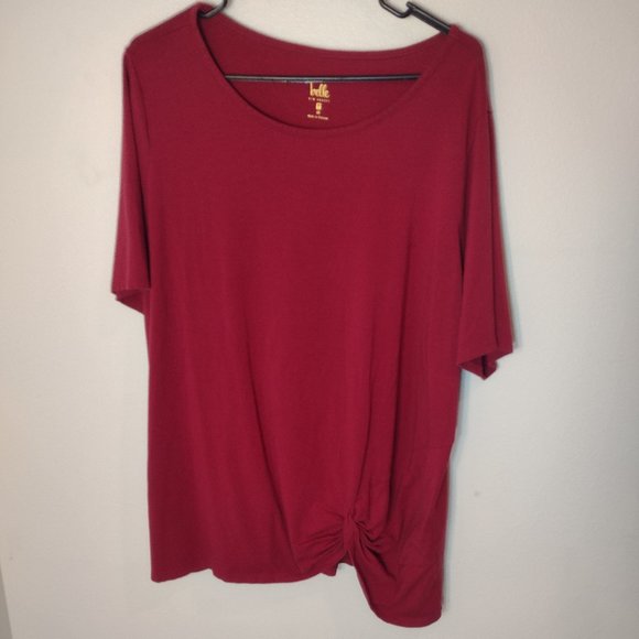 Belle Kim Gravel Women's Tulip-Hem Short Sleeve T-Shirt Americana Red Size XXL - Picture 2 of 5